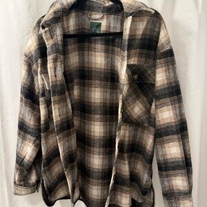 Plaid Flannel Shacket in Black & Cream